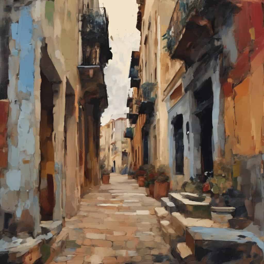 Αρχιτεκτονική και αστικές σκηνές, πίνακας 20ού αιώνα, ζωγραφική σε ελαιογραμμή, εικαστικά έργα καλλιτεχνών, τοπίο πόλης, έργα σύγχρονων δημιουργών, εικόνες αυθεντικές, καλλιτεχνική ερμηνεία, αθηναϊκή γειτονιά, κοινωνική και πολιτιστική κληρονομιά.